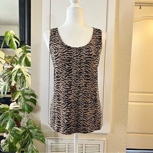Chico's Leopard Print Round Neck Sleeveless Tank Top size 2